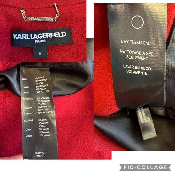 KARL Lagerfeld red jacket coat Sz M - Picture 10 of 13